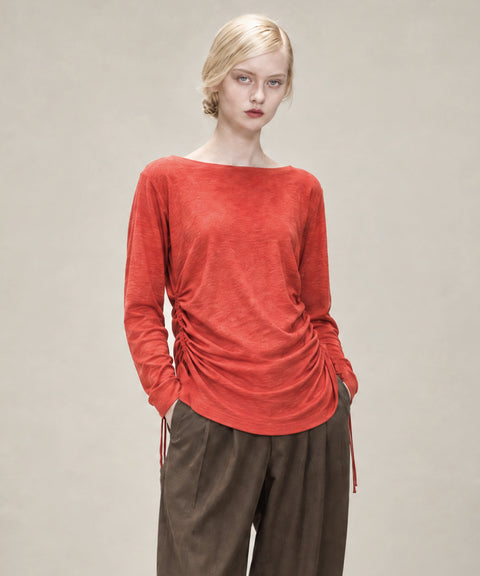 【予約販売】火山泥リカバリーウエア　ボートネック　RED＆CREAM