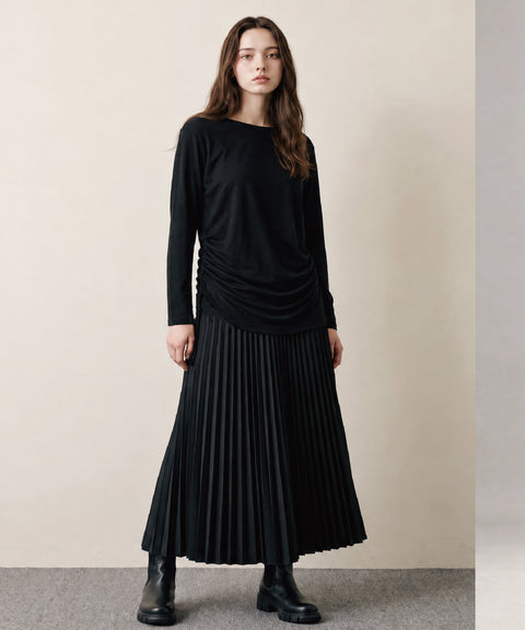 【予約販売】火山泥リカバリーウエア　ボートネックトップス　BLACK＆GRAY