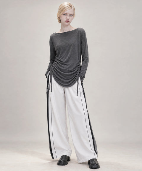 【予約販売】火山泥リカバリーウエア　ボートネックトップス　BLACK＆GRAY