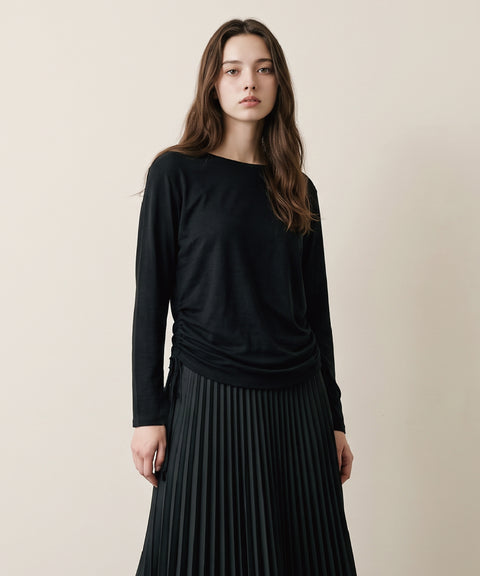 【予約販売】火山泥リカバリーウエア　ボートネックトップス　BLACK＆GRAY